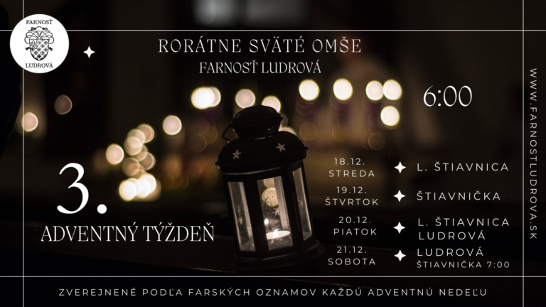 Rorátne sväté omše v 3. adventný týždeň