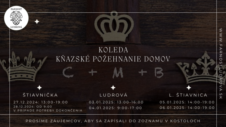 KOLEDA – Zapisovanie na kňazské požehnanie domov a rodín